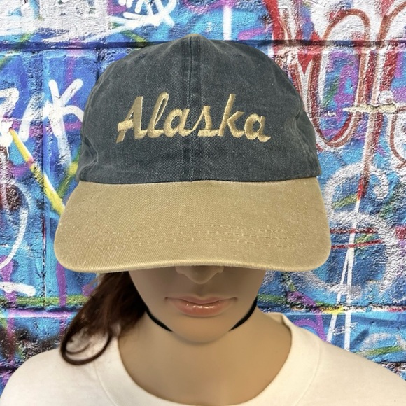 Vintage 90s Alaska Denim 100% Cotton Embroidered Baseball Dad Hat Strapb… - Picture 1 of 9